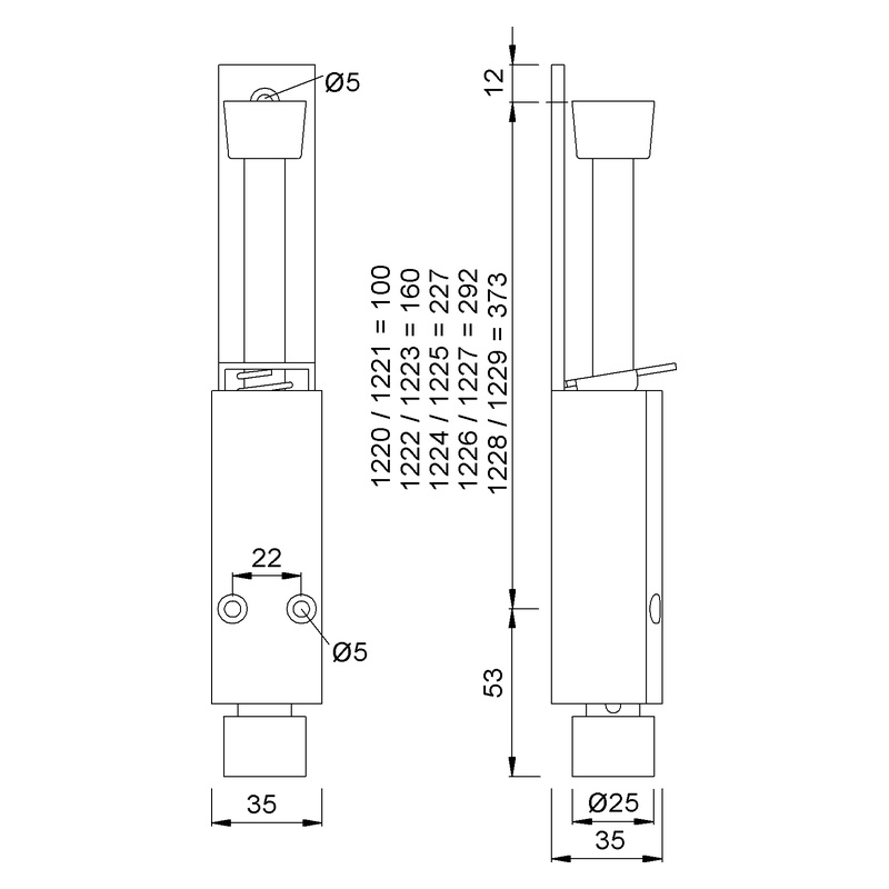 KWS 1220 1229 Tretbolzen Aluminium Technische Zeichnung