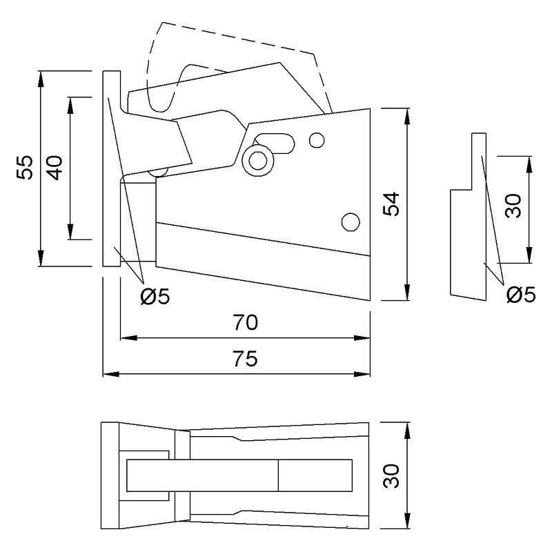 KWS 1061 1062 Türfeststeller Halteschlaufe Technische Zeichnung Maße