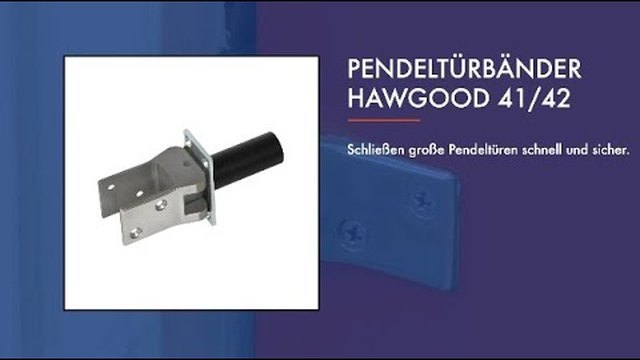 Produktvideo: DICTATOR Pendeltürbänder HAWGOOD Typ 41 und 42 an einer großen Pendeltür