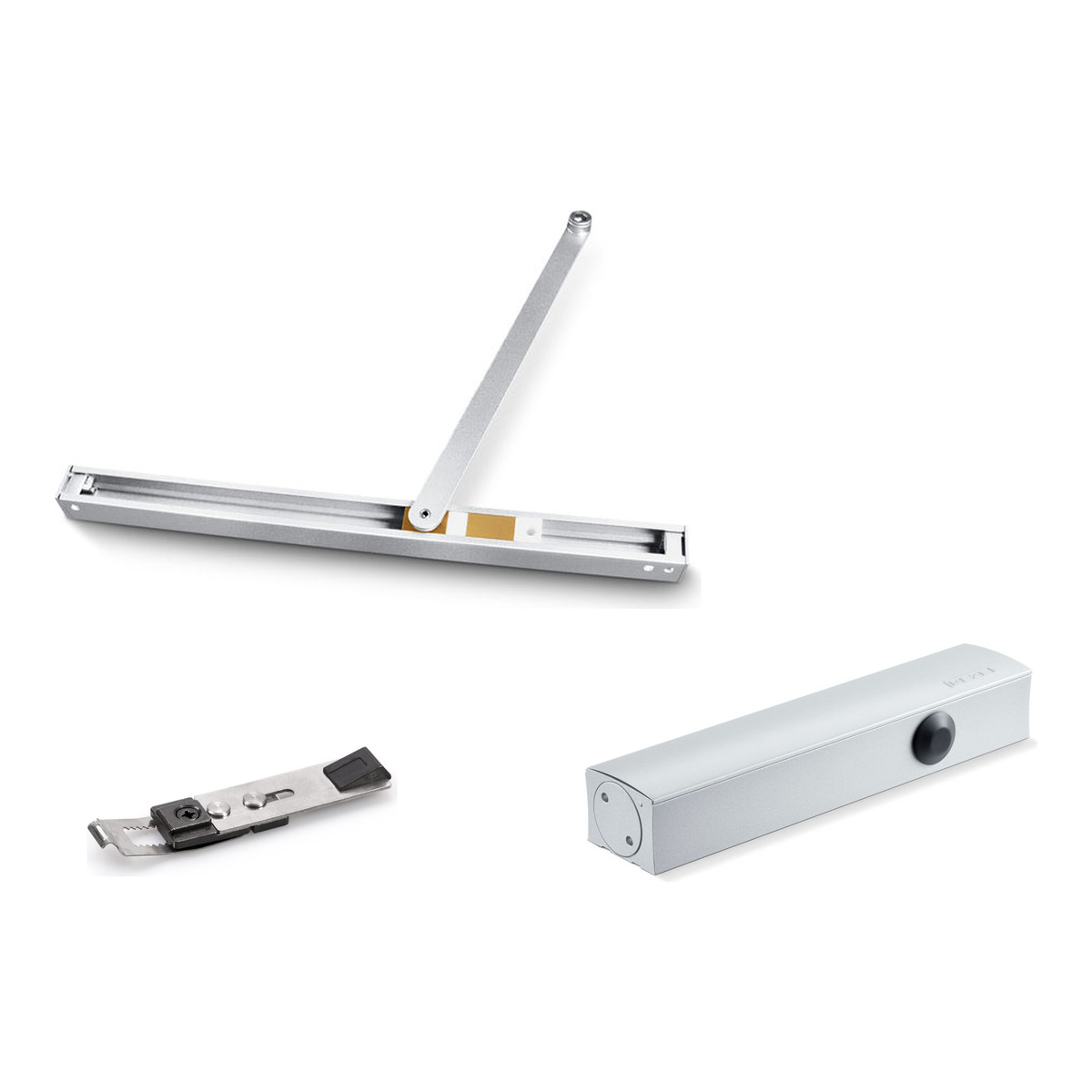 GEZE TS 5000 mit T-Stop-Gleitschiene und mechanischer Feststelleinheit – Einzelteile