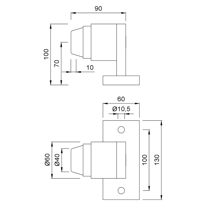 KWS 2021 Türpuffer Aufschrauben 200 kg Technische Zeichnung