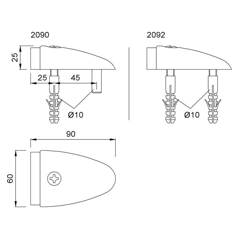 KWS 2090 Bodenpuffer Einlasszapfen Technische Zeichnung