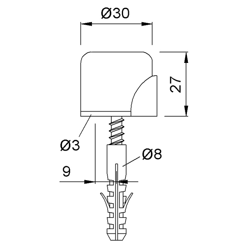 KWS 2016 Türpuffer Ø 30 mm Technische Zeichnung