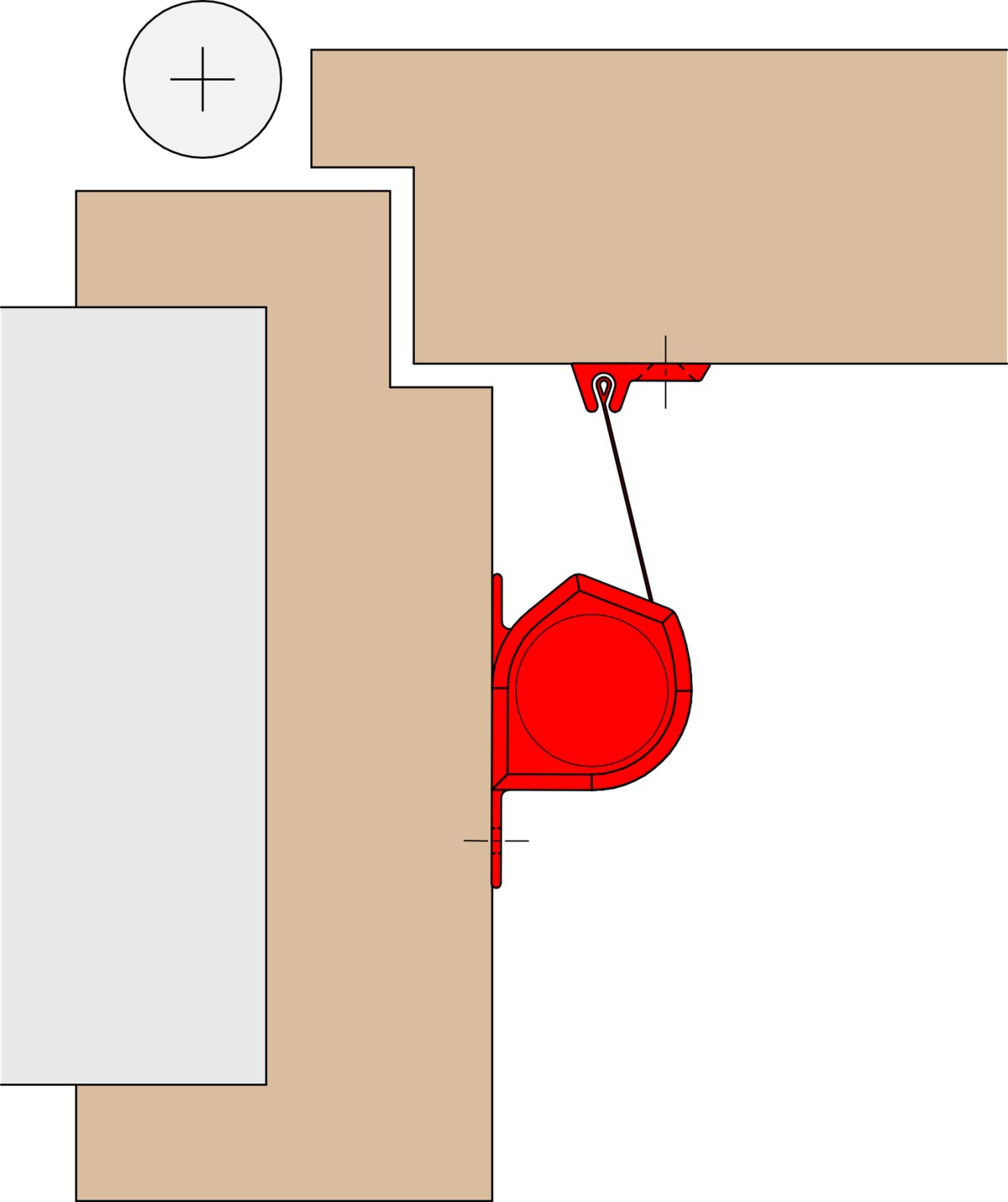 Athmer NR-25 Einbauskizze Querschnitt an Zarge und Türblatt