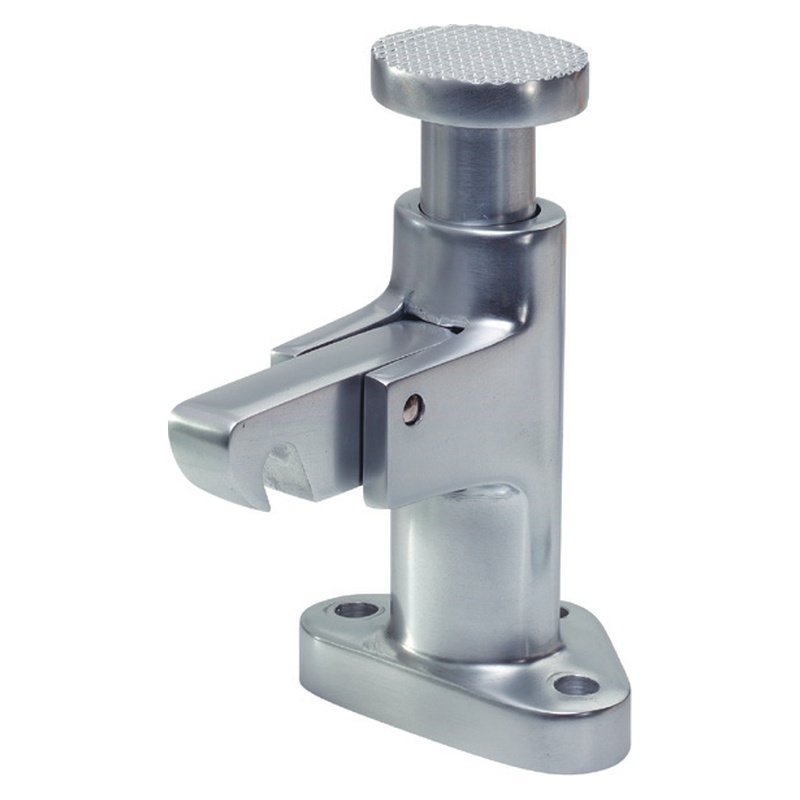 KWS 1049 1050 Türfeststeller mit Betätigungsknopf und Fanghaken Aluminium