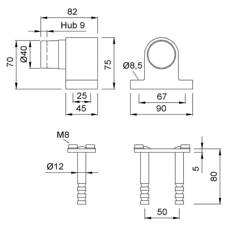 KWS 2023 Türpuffer gefedert Technische Zeichnung