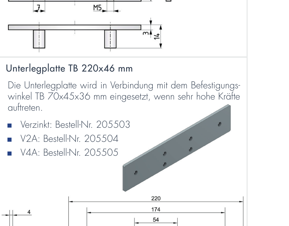 DICTATOR Unterlegplatte TB 220×46 mm, verzinkt Montagezubehör