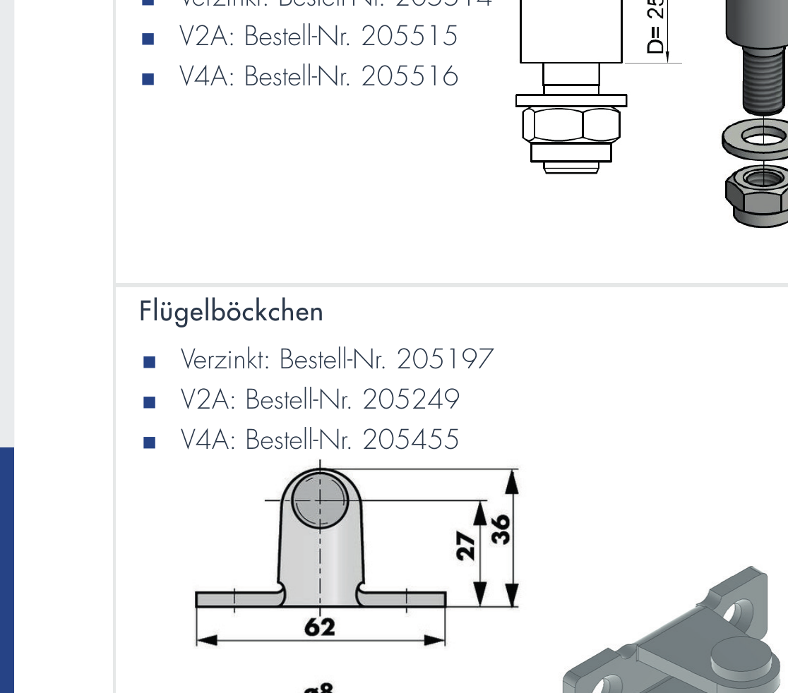 DICTATOR Flügelböckchen für Türöffnungsbegrenzer, verzinkt Montagezubehör
