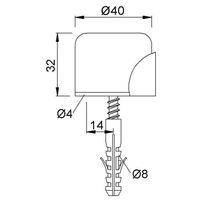 KWS 2015 Türpuffer Ø 40 mm Technische Zeichnung