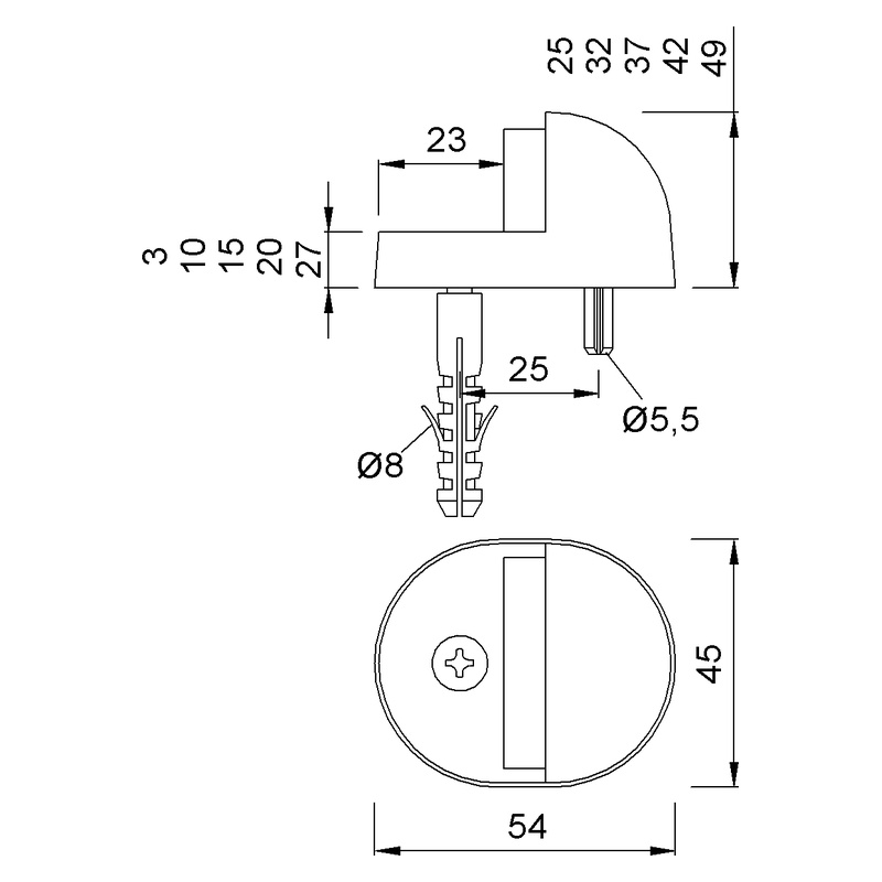KWS 2080 Bodenpuffer kompakt Technische Zeichnung