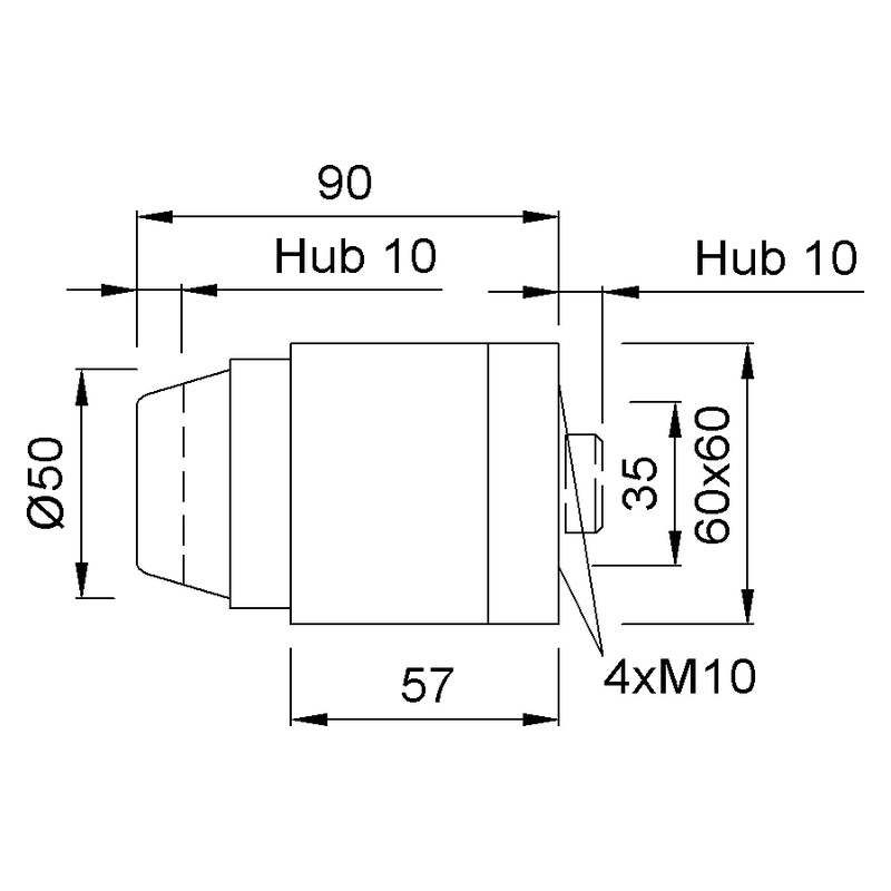 KWS 2020 Türpuffer gefedert 200 kg Technische Zeichnung
