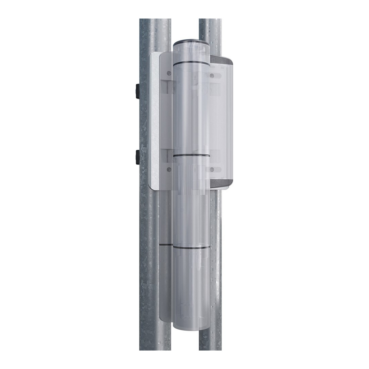 Locinox CLB-MAMMOTH180-2 montiert an rundem Torrahmen und Pfosten