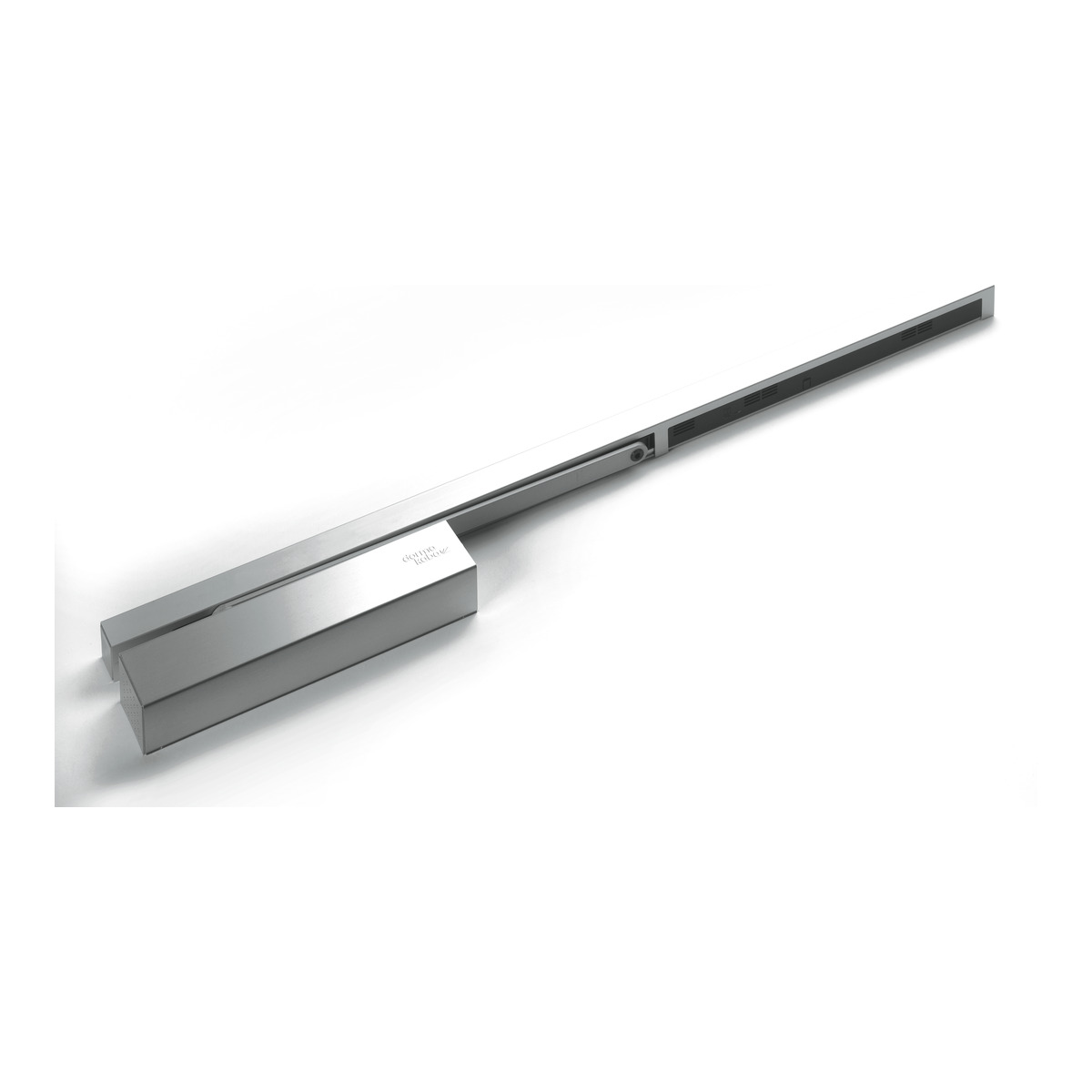 Dorma TS 93 EMR mit G-EMR Gleitschiene, seitliche Ansicht der Feststelleinheit mit Rauchmeldermodul