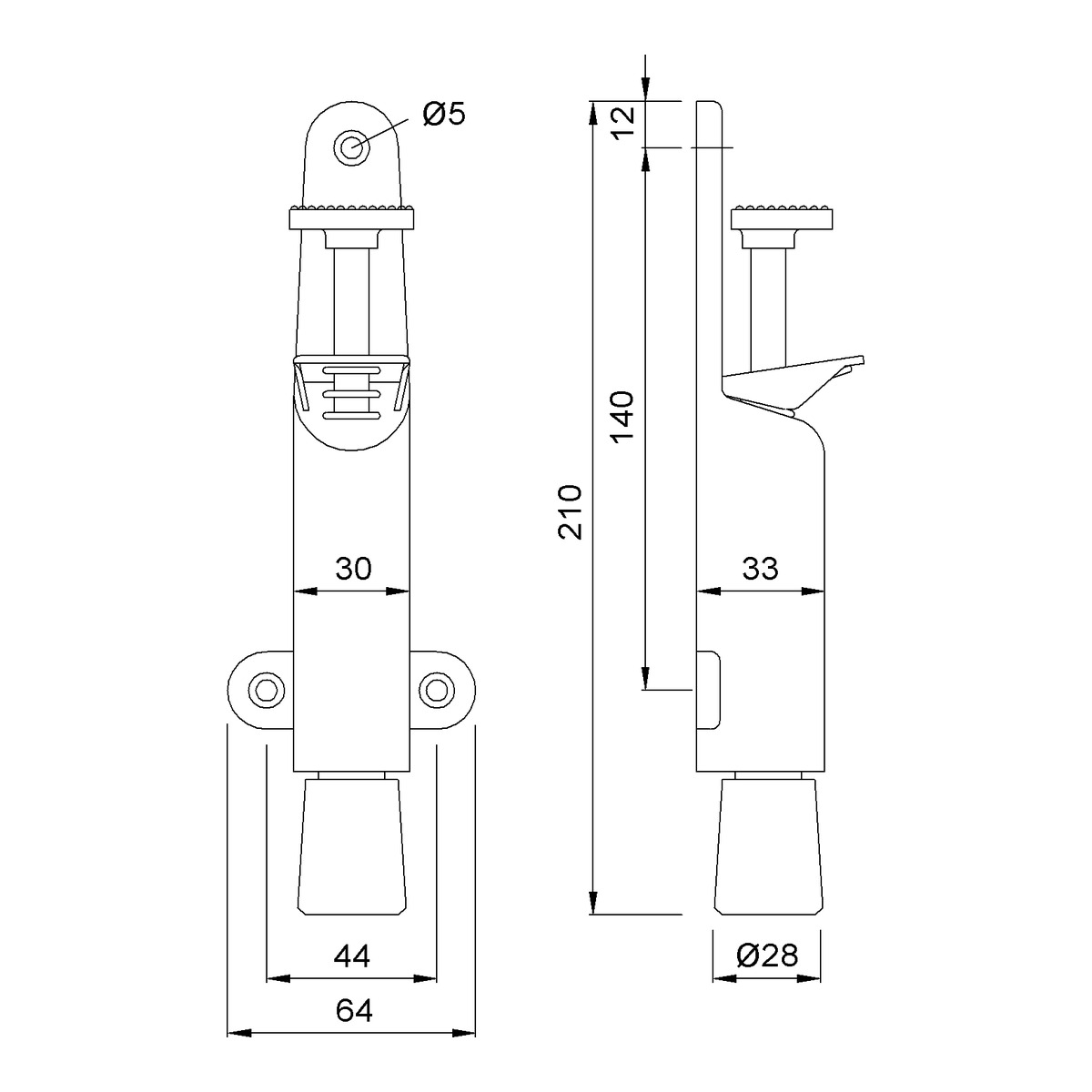 KWS 1026 1028 Tretbolzen Technische Zeichnung Maße