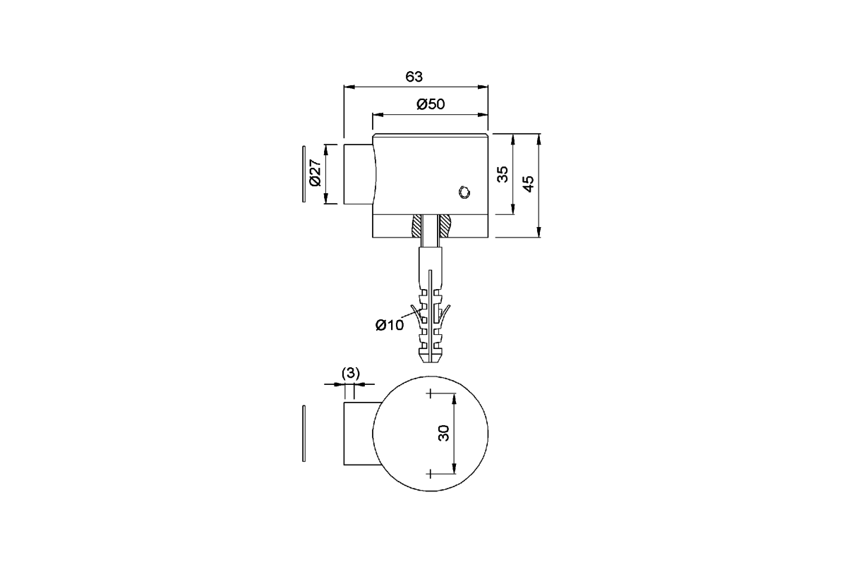 KWS 1015 Magnetfeststeller Technische Zeichnung