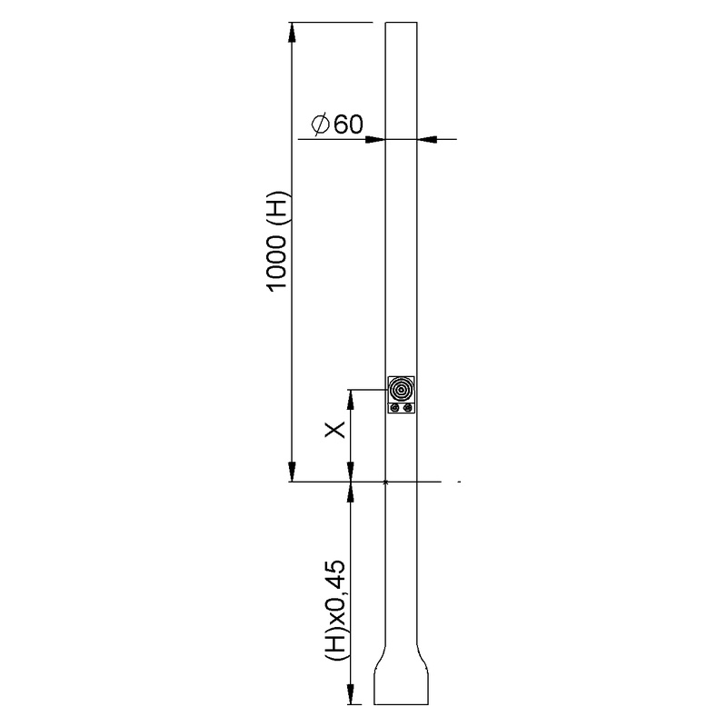 KWS 2910 Pfostenpuffer Einmauern Technische Zeichnung