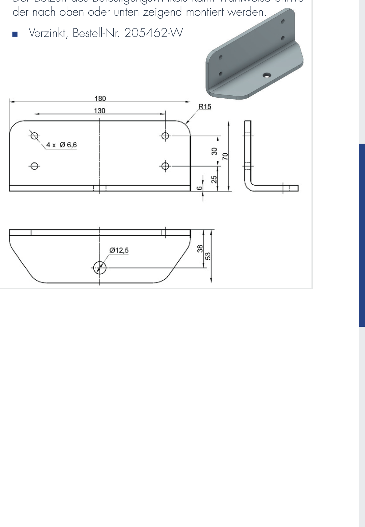 DICTATOR Befestigungswinkel TB 180×70×53 mm, verzinkt Montagezubehör