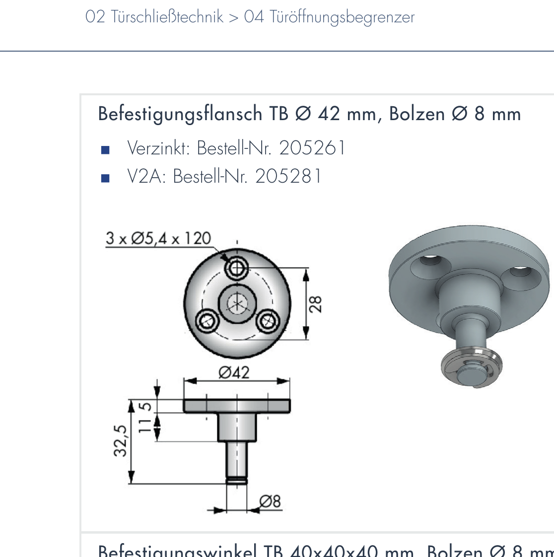 DICTATOR Befestigungsflansch TB Ø 42 mm, verzinkt Montagezubehör