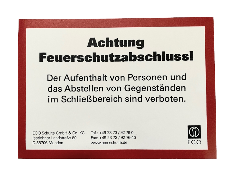 ECO Hinweisschild für Feuer- / Rauchschutztür