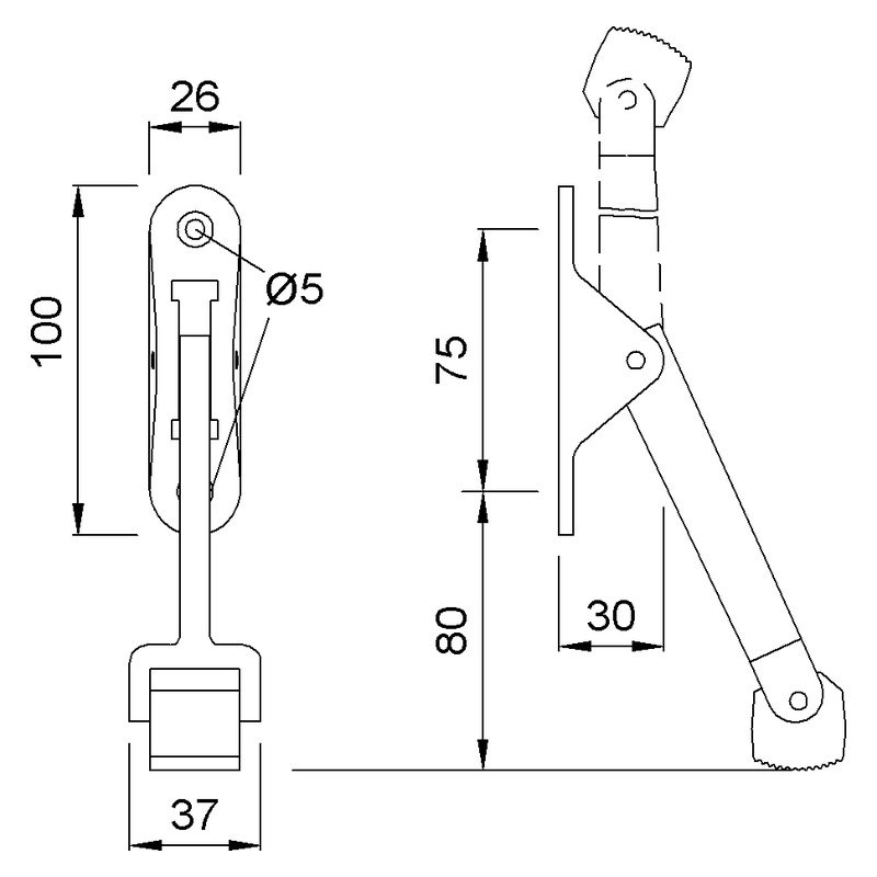 KWS 1060 Hebelfeststeller Technische Zeichnung Maße