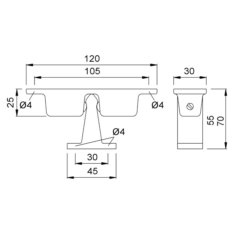 KWS 1055 1083 Flachfeststeller Technische Zeichnung Maße