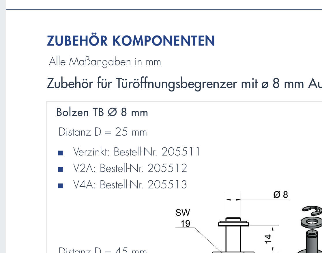 DICTATOR Bolzen TB Ø 8 mm, Distanz 25 mm, verzinkt Montagezubehör